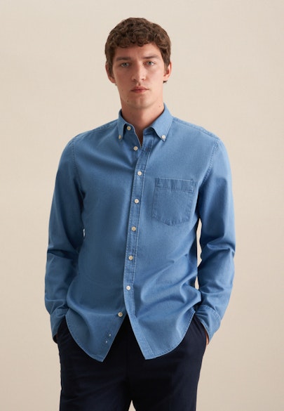 Slim Casual shirt Uni in Medium Blue |  Seidensticker Onlineshop