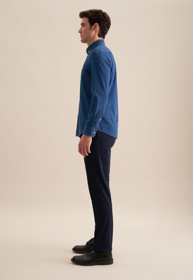 Casual overhemd in Slim with Button-Down-Kraag in Donkerblauw |  Seidensticker Onlineshop