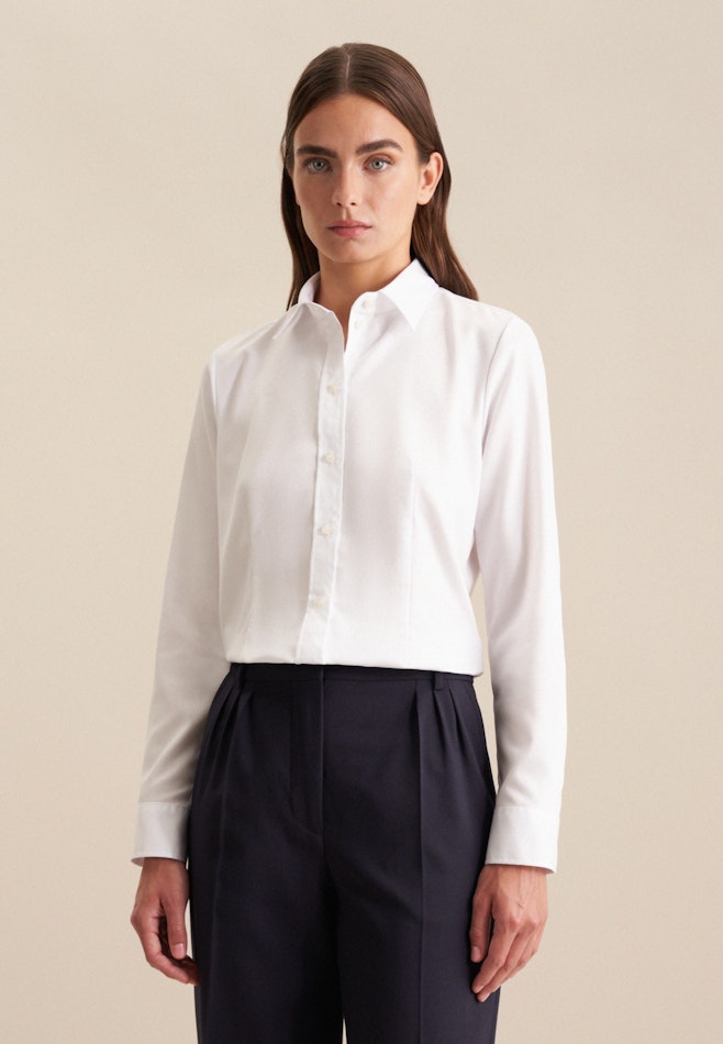 lange Arm Twill Shirtblouse in Wit | Seidensticker online winkel