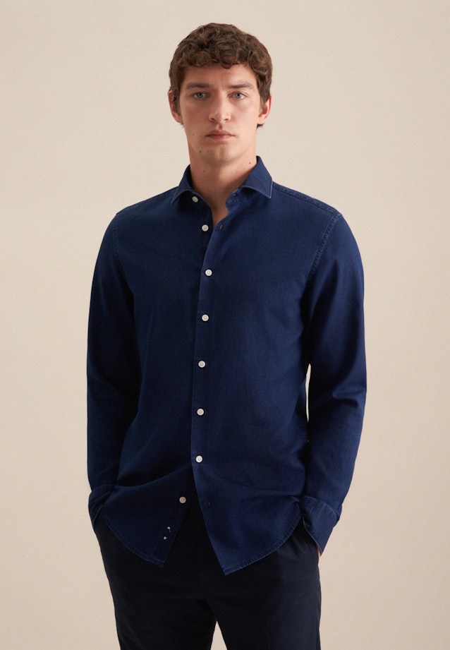 Collar Casual Shirt in Dark Blue |  Seidensticker Onlineshop