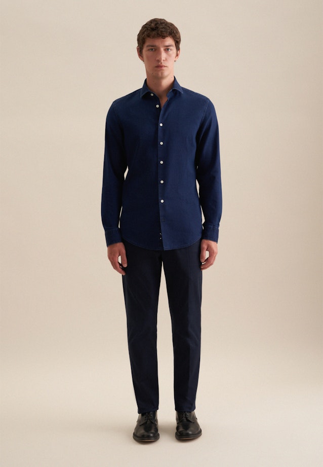 Casual Shirt in Slim with Kent-Collar in Dark Blue |  Seidensticker Onlineshop