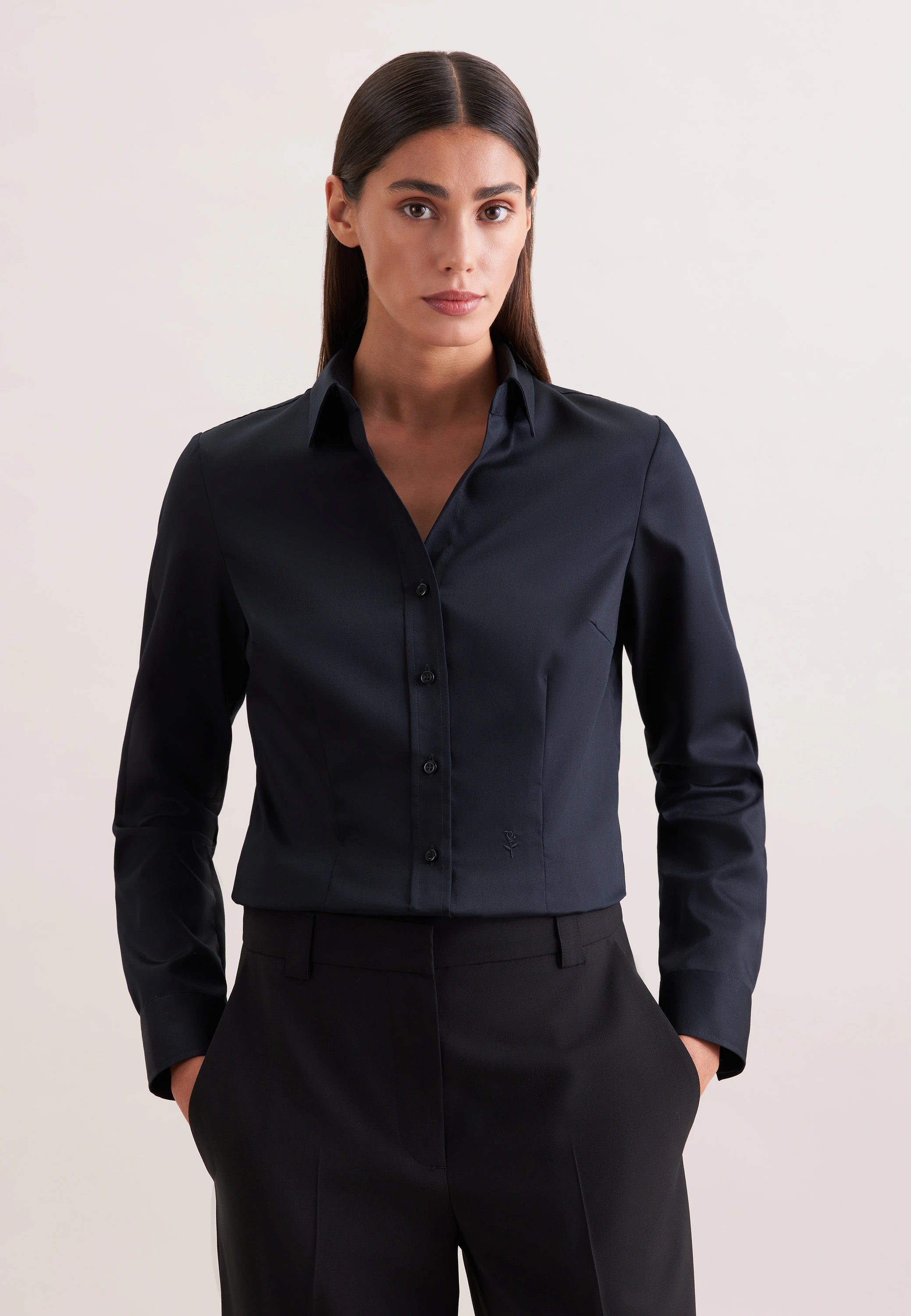 Hemdbluse slim fit Schwarz
