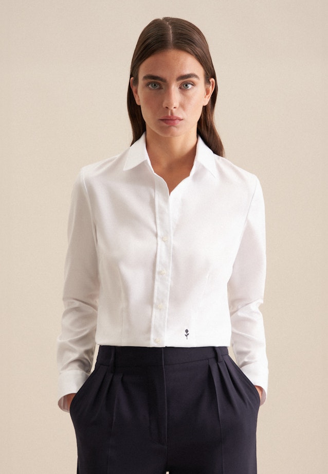 Long sleeve Twill Shirt Blouse in White |  Seidensticker Onlineshop