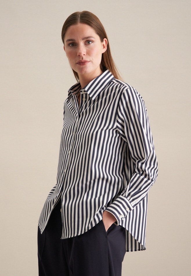 lange Arm Twill Shirtblouse in Donkerblauw | Seidensticker online winkel