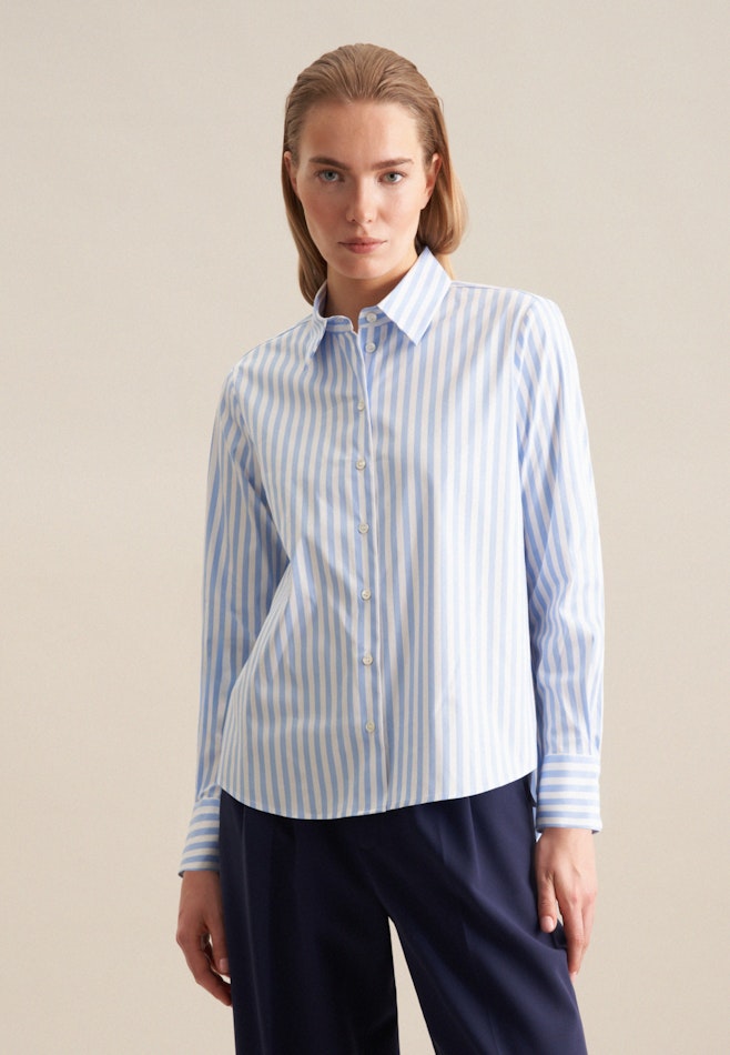 lange Arm Twill Shirtblouse in Lichtblauw | Seidensticker online winkel