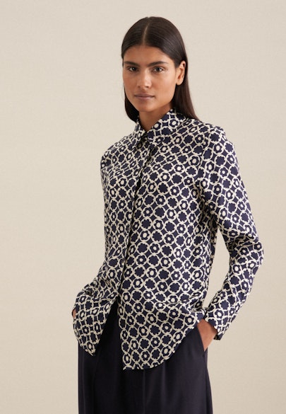Shirt blouse Print in Dark Blue |  Seidensticker Onlineshop