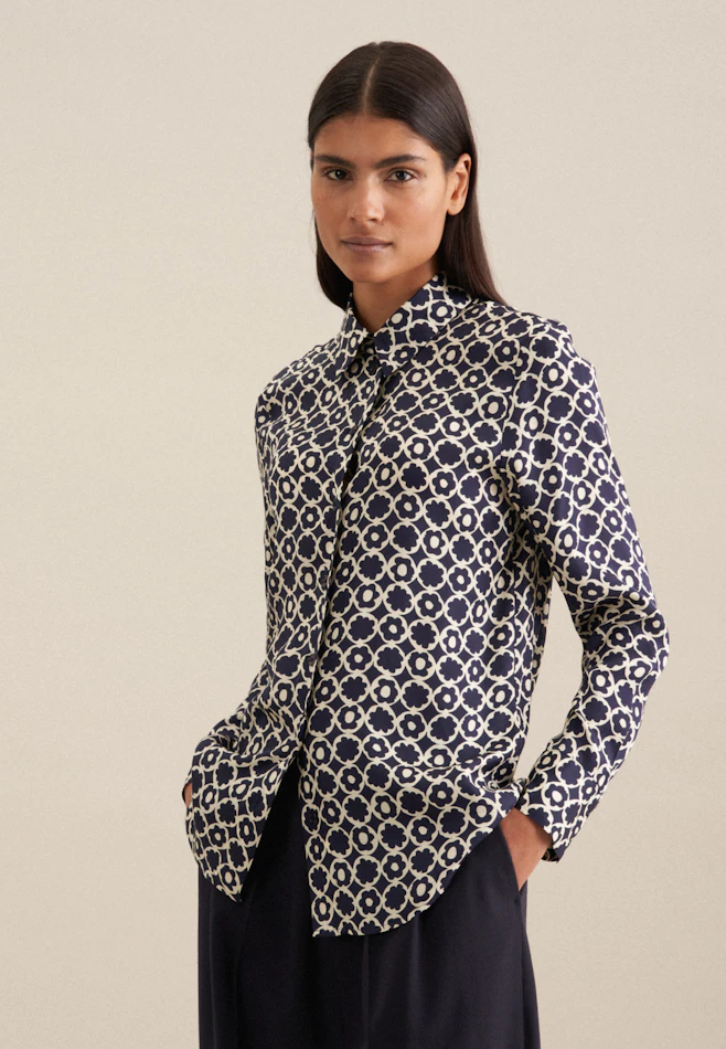 Hemdbluse Druck in Dunkelblau | Seidensticker Onlineshop