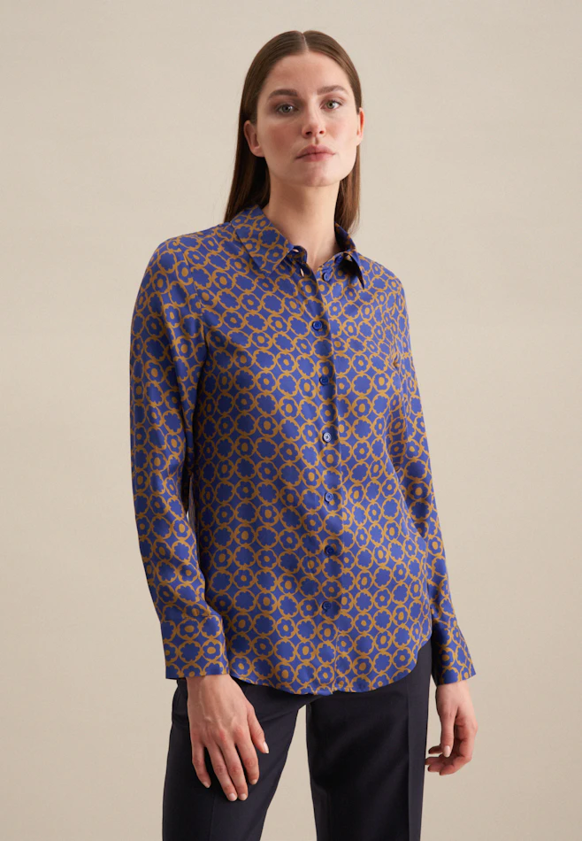 Hemdbluse Druck in Mittelblau | Seidensticker Onlineshop