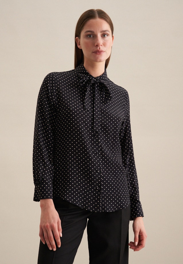 Crepe Tie-Neck Blouse in Black |  Seidensticker Onlineshop