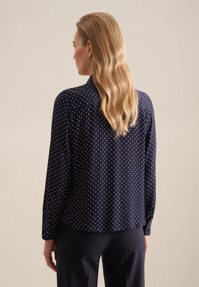 Viscose Shirt Blouse with Detachable Bow in Dark Blue |  Seidensticker Onlineshop