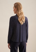 Crepe Tie-Neck Blouse in Dark Blue |  Seidensticker Onlineshop