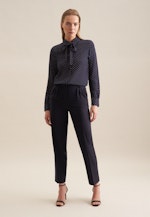 Crepe Tie-Neck Blouse in Dark Blue |  Seidensticker Onlineshop