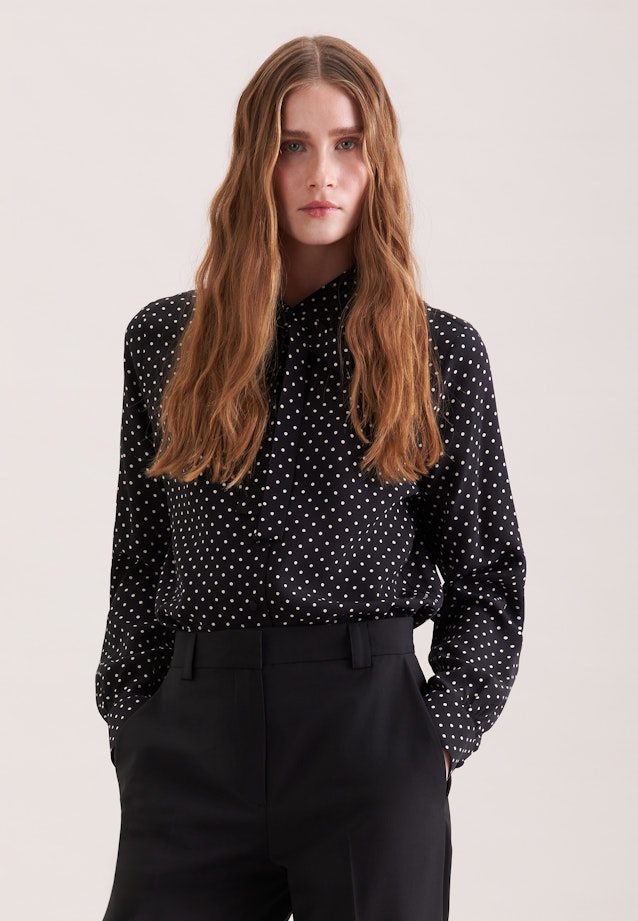 Hemdbluse aus Viskose mit abnehmbarer Schluppe in Schwarz |  Seidensticker Onlineshop