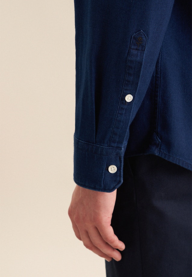 Chemise casual in Regular with Col Kent in Bleu Foncé |  Seidensticker Onlineshop