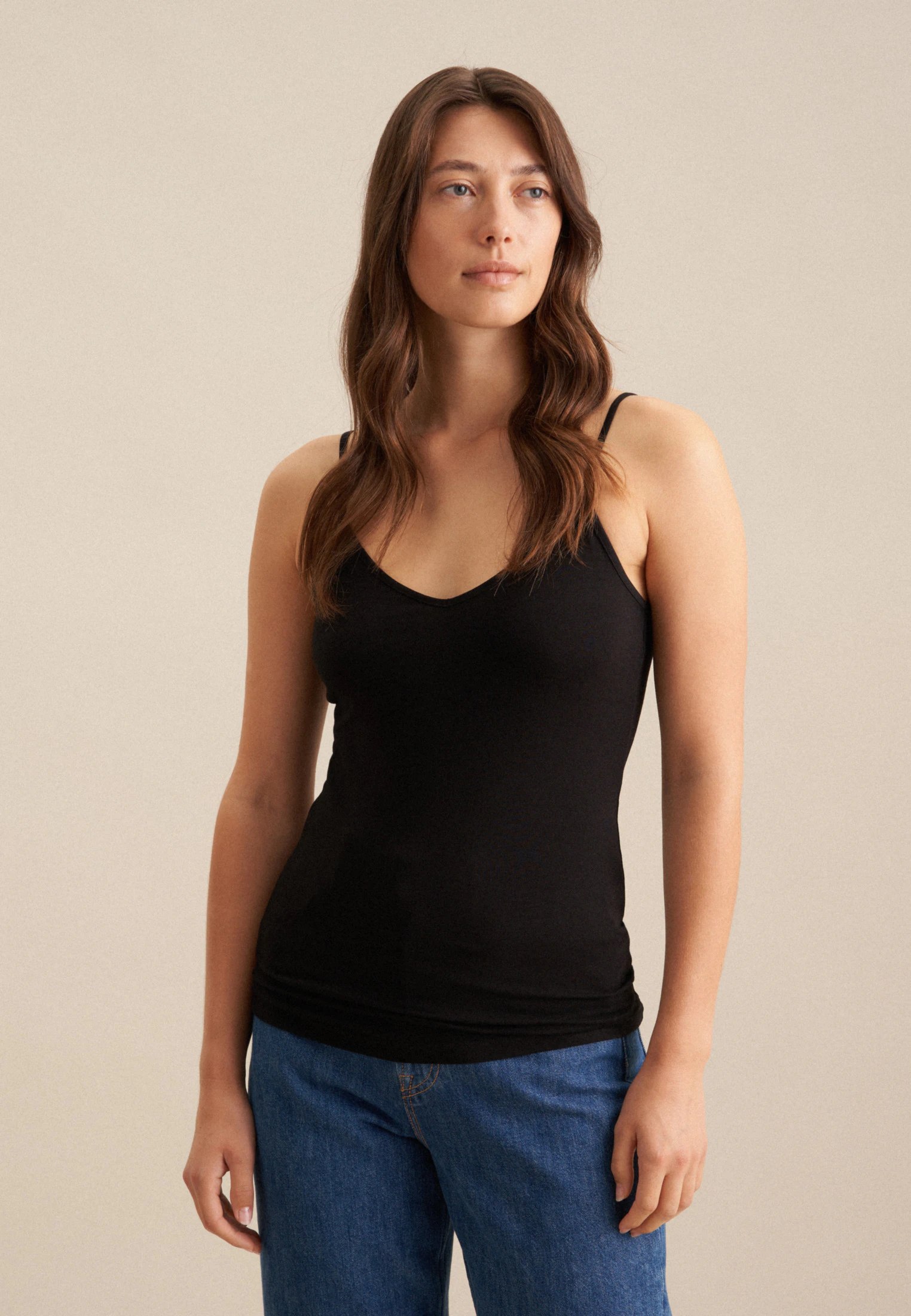 Jersey Top mit verstellbaren Trägern Schwarz XL