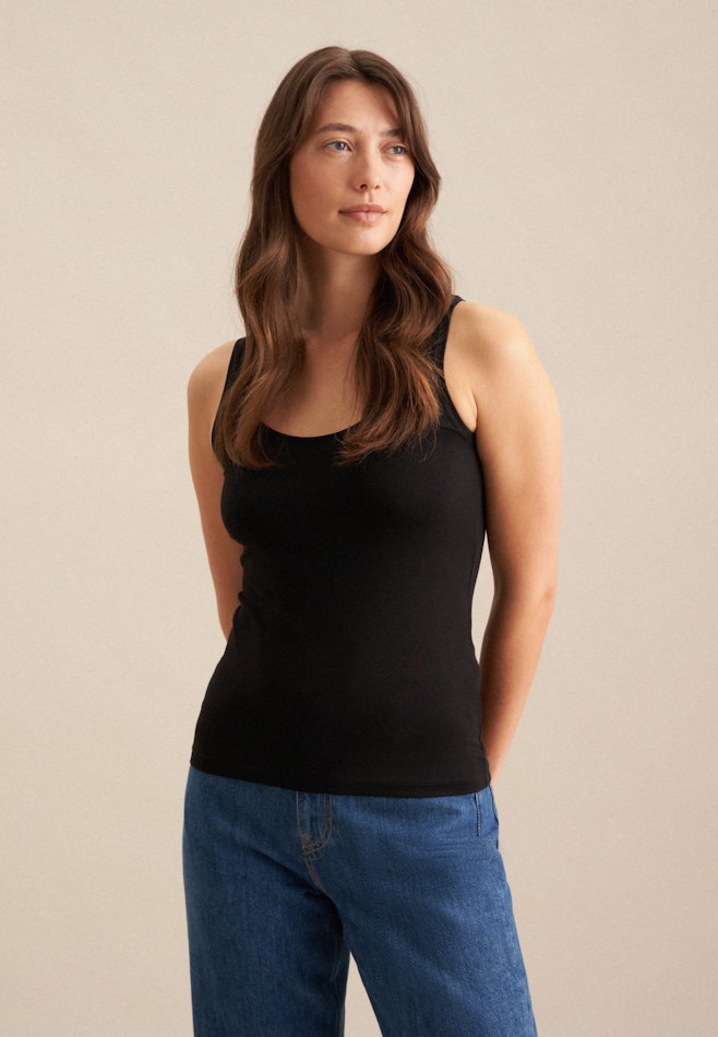 Jersey Top aus Baumwolle mit Stretchanteil in Schwarz | Seidensticker Onlineshop