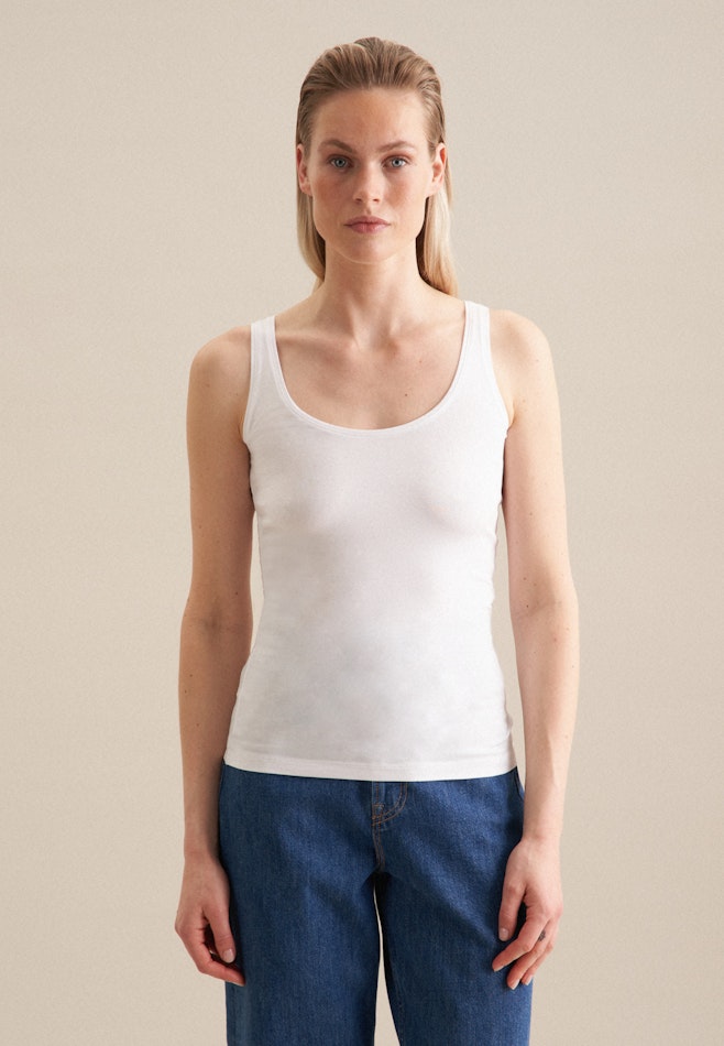 Jersey Top aus Baumwolle mit Stretchanteil in Weiß | Seidensticker Onlineshop