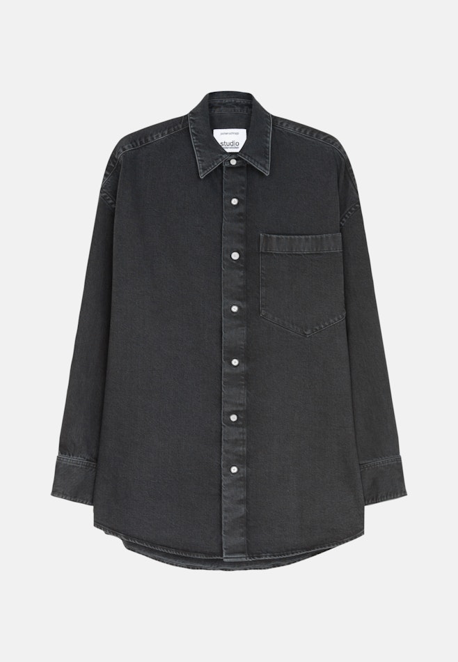 Oversized Denimhemd Uni in Schwarz | Seidensticker Onlineshop