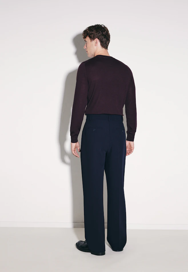Wide-Leg Chino mit Bundfalten und adjustable waist in Dunkelblau | Seidensticker Onlineshop