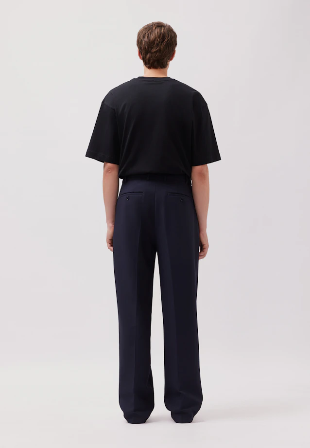 Wide-Leg Chino mit Bundfalten und adjustable waist in Dunkelblau |  Seidensticker Onlineshop