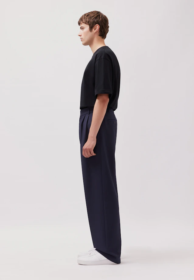 Wide-Leg Chino mit Bundfalten und adjustable waist in Dunkelblau |  Seidensticker Onlineshop