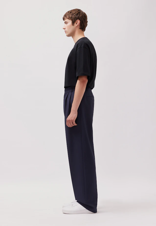 Wide-Leg Chino mit Bundfalten und adjustable waist in Dunkelblau |  Seidensticker Onlineshop