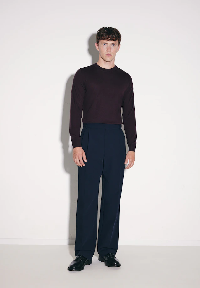 Wide-Leg Chino mit Bundfalten und adjustable waist in Dunkelblau |  Seidensticker Onlineshop