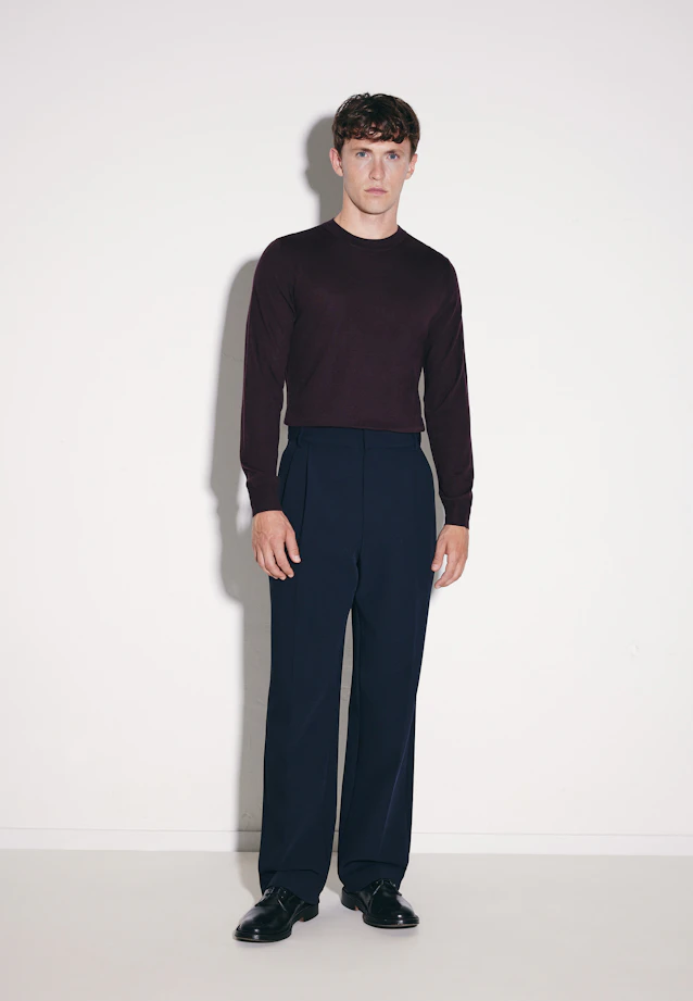 Wide-Leg Chino mit Bundfalten und adjustable waist in Dunkelblau |  Seidensticker Onlineshop