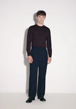 Wide-Leg Chino mit Bundfalten und adjustable waist in Dunkelblau |  Seidensticker Onlineshop