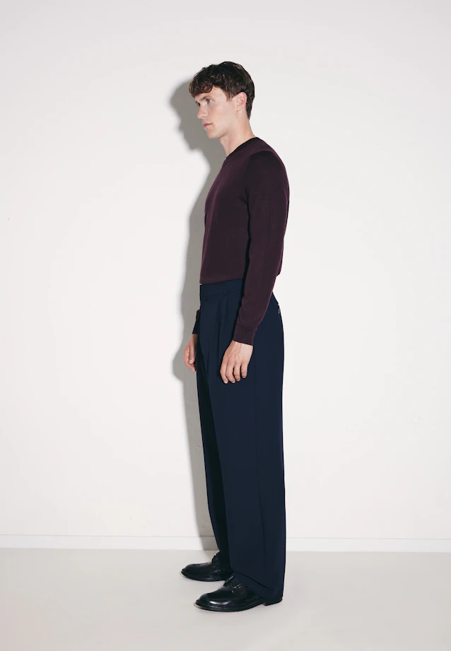 Wide-Leg Chino mit Bundfalten und adjustable waist in Dunkelblau |  Seidensticker Onlineshop