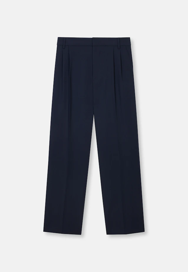 Wide-Leg Chino mit Bundfalten und adjustable waist in Dunkelblau |  Seidensticker Onlineshop