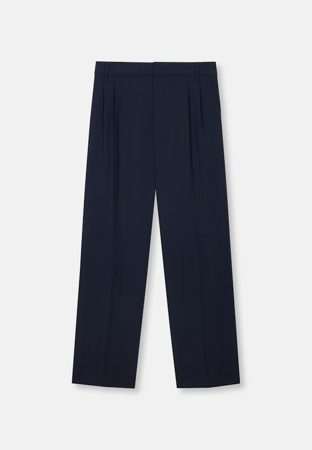 Wide-Leg Chino mit Bundfalten und adjustable waist in Dunkelblau |  Seidensticker Onlineshop