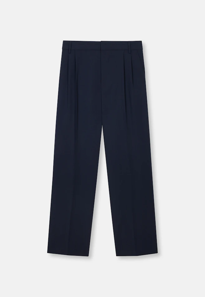 Wide-Leg Chino mit Bundfalten und adjustable waist in Dunkelblau | Seidensticker online shop
