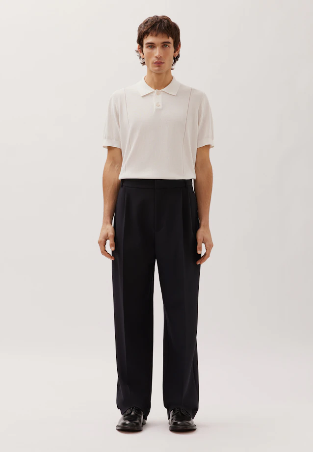 Wide-Leg Chino mit Bundfalten und adjustable waist in Noir |  Seidensticker Onlineshop