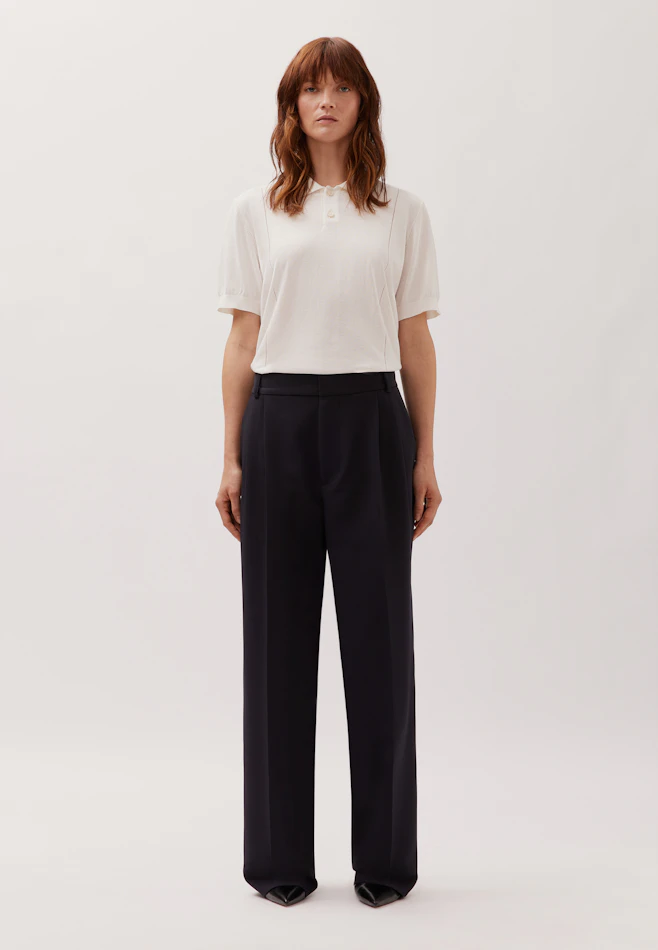Wide-Leg Chino mit Bundfalten und adjustable waist in Schwarz | Seidensticker Onlineshop