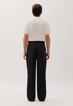 Wide-Leg Chino mit Bundfalten und adjustable waist in Schwarz |  Seidensticker Onlineshop