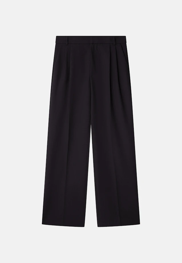 Wide-Leg Chino mit Bundfalten und adjustable waist in Schwarz |  Seidensticker Onlineshop