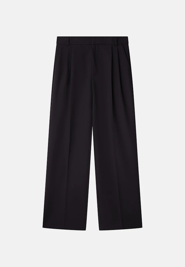 Wide-Leg Chino mit Bundfalten und adjustable waist in Schwarz |  Seidensticker Onlineshop
