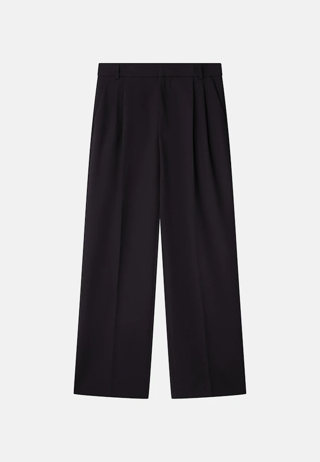 Wide-Leg Chino mit Bundfalten und adjustable waist in Schwarz | Seidensticker online shop