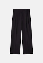 Wide-Leg Chino mit Bundfalten und adjustable waist in Schwarz |  Seidensticker Onlineshop