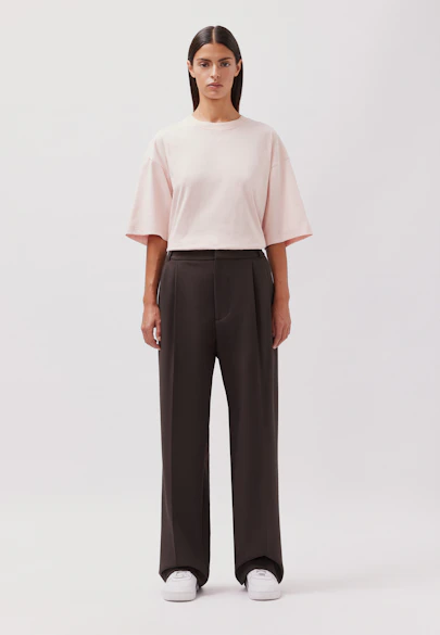 Wide-Leg Chino mit Bundfalten und adjustable waist in Marron |  Seidensticker Onlineshop