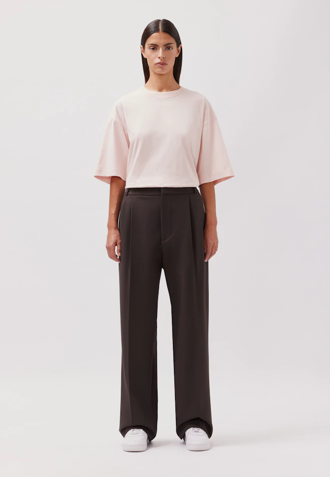 Wide-Leg Chino mit Bundfalten und adjustable waist in Braun | Seidensticker Onlineshop