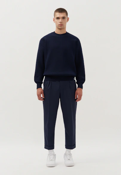 Oversized Pullover Uni in Bleu Foncé |  Seidensticker Onlineshop
