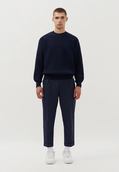 Oversized Pullover Uni in Bleu Foncé |  Seidensticker Onlineshop