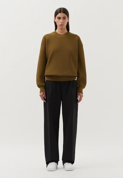 Crew Neck Pullover uni Melange, Uni in Green |  Seidensticker Onlineshop