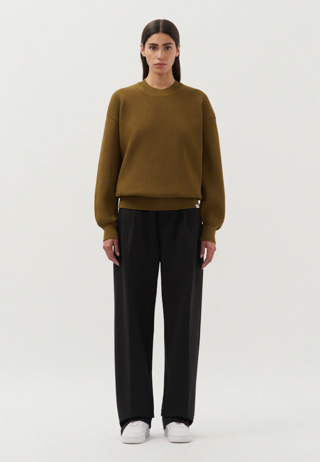 Rundhals Pullover uni Melange, Uni in Grün | Seidensticker Onlineshop