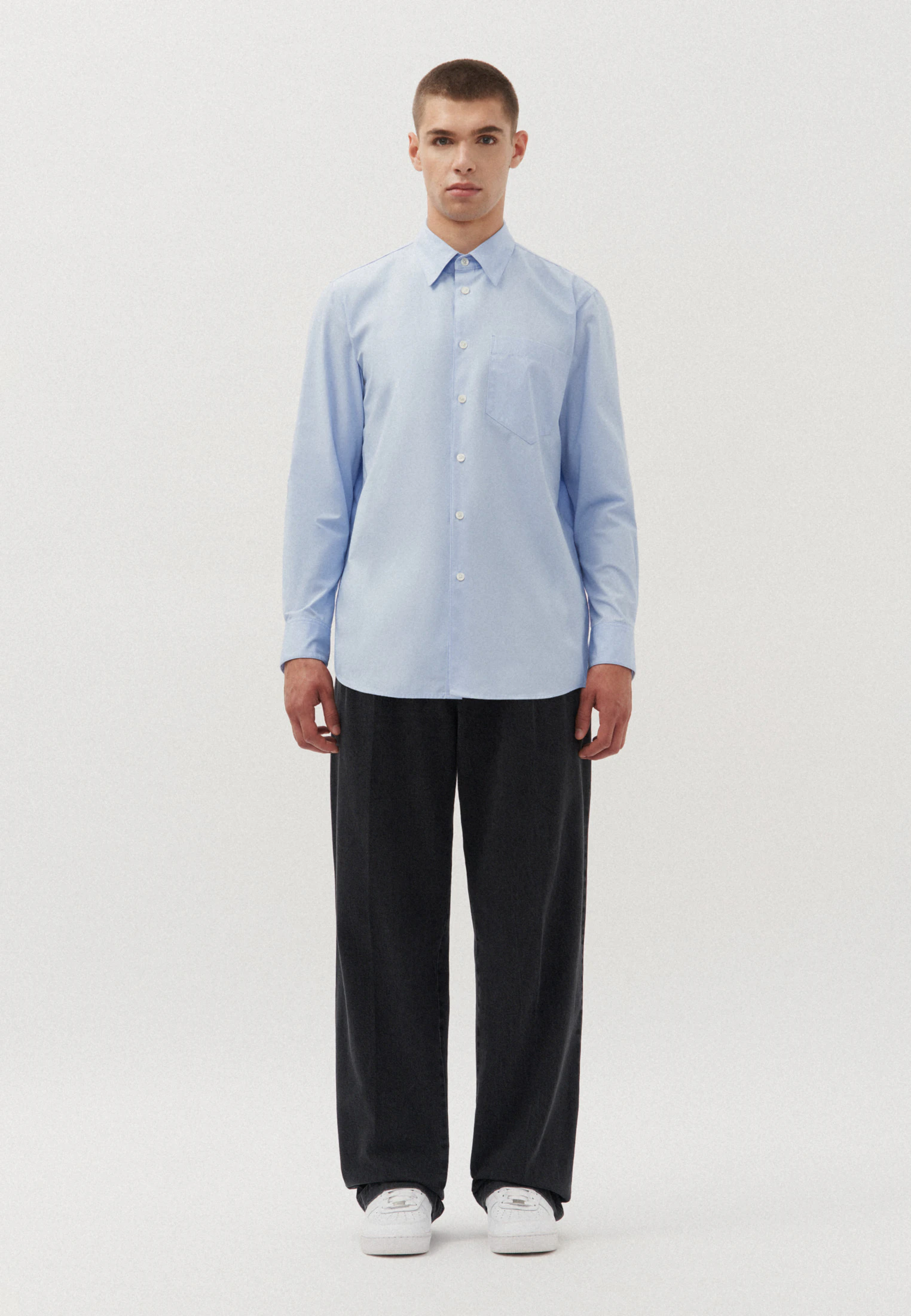 Oversized Casual Hemd Uni Blau M