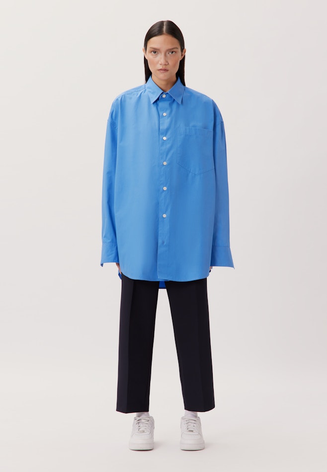 Oversized Chemise décontractée Uni dans Bleu Moyen | Boutique en ligne Seidensticker