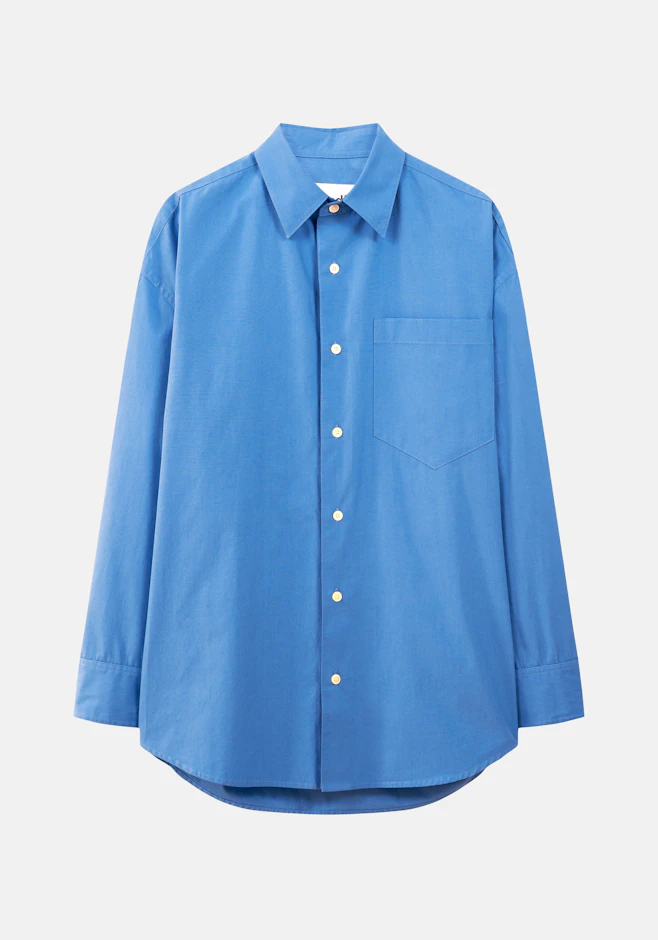 Oversized Chemise décontractée Uni dans Bleu Moyen | Boutique en ligne Seidensticker