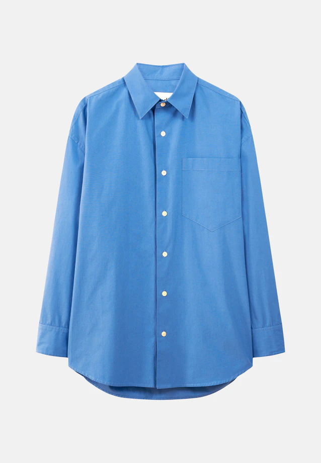 Oversized Casual Hemd Uni in Mittelblau |  Seidensticker Onlineshop